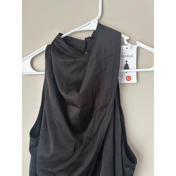 Zesica Black Cowl Neck Sleeveless Dress Women's XL Party Cocktail Halter - Picture 2 of 6
